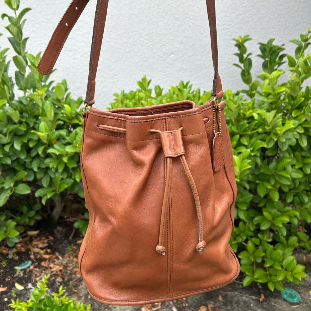 Brown Leather Bucket Bag